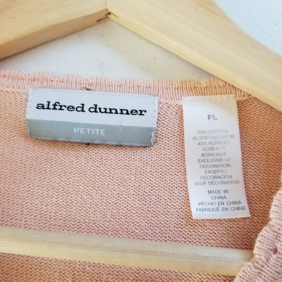 Alfred Dunner Petite‎ Large Peach Embroidered Floral Sweater V-neck Cottagecore - Picture 3 of 12